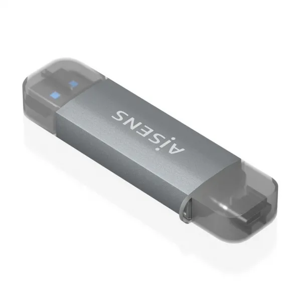 Aisens Lector De Tarjetas Usb-C Y Usb-A - Compatible Con Sd, Micro Sd, Mmc, Rs-Mmc - Soporta Usb 3.1 Gen1 - Compatible Con Windows Y Mac Os - Color Gris