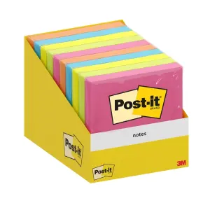 Post-it Pack de 10 Blocs de Notas Adhesivas Reposicionables 76x76mm Colores Surtidos