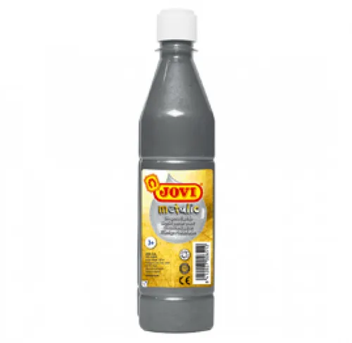 Jovi Tempera Paint 500ml - Base Agua, Alto Poder Cubriente, Secado Rápido, Color Plata