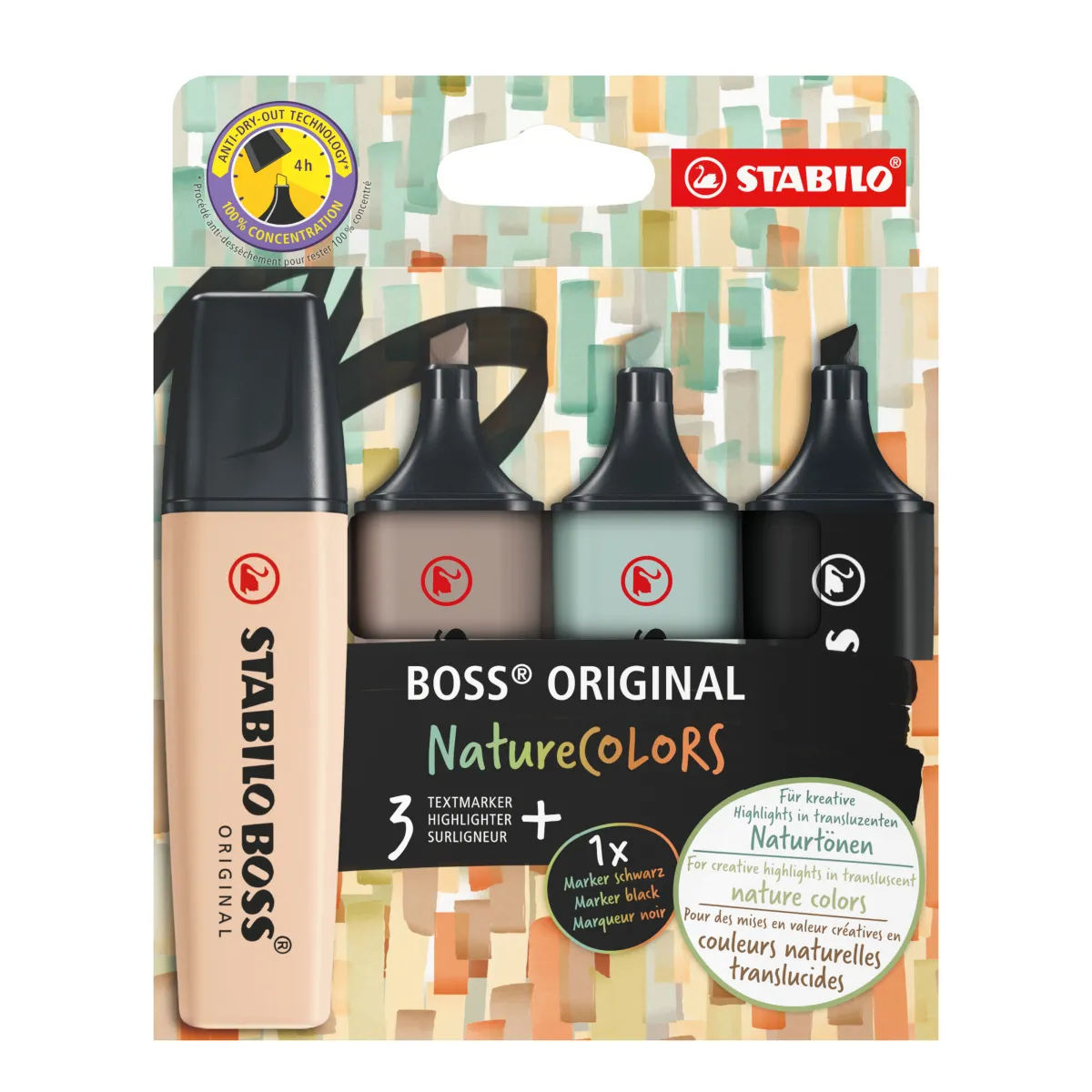 Stabilo Boss Naturecolors Pack de 4 Marcadores Tinta a Base de Agua 2-5mm