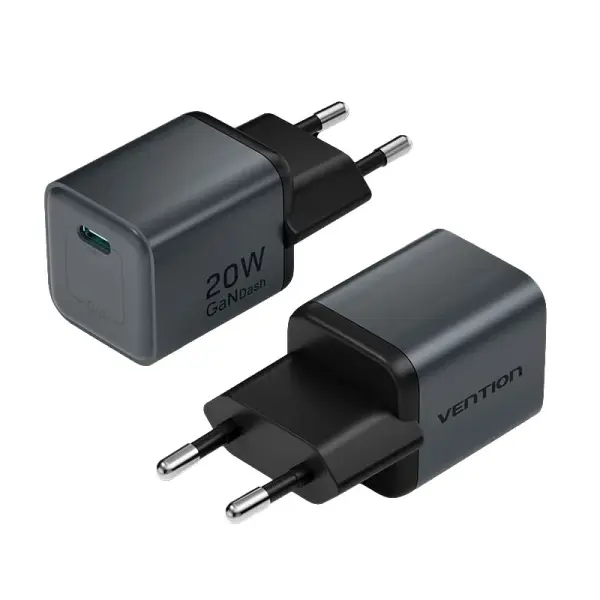 Vention Cargador de Pared 20W GaN USB-C Power Delivery 3.0 Qualcomm 3.0 Carga Rápida Gris