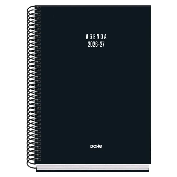 Dohe Agenda Escolar 26/27 A5 Semana Vista Papel Offset 70g Negro Espiral 15x21cm