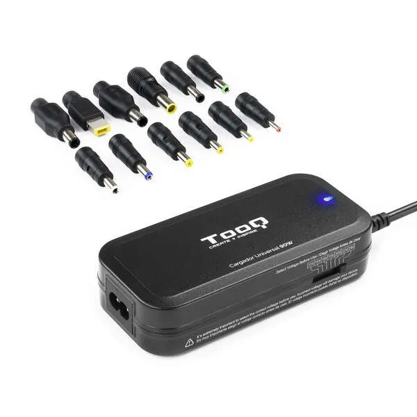 Tooq Cargador Universal Para Portatil 90W - Usb - 12 Adaptadores - Voltaje 15-24V