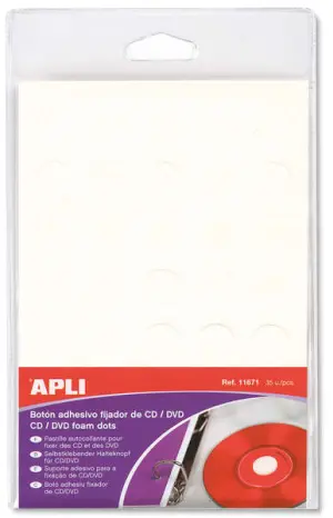 Apli Botón Fijador Blanco para CD/DVD - Paquete de 35 Unidades