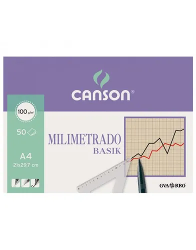 Canson Bloc Milimetrado Basik Encolado 50 Hojas 100 Gr. 21X29,7Cm