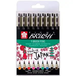 Talens Pigma Brush Pens Estuche 9 Unidades Punta Pincel Surtidos