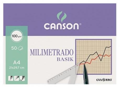 Canson Bloc Milimetrado Basik Encolado 50 Hojas 100 Gr. 21X29,7Cm