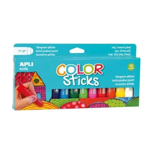 Apli Color Sticks Pack de 12 Temperas Sólidas 10g - Acabado Satinado y Secado Rápido