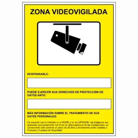 Archivo 2000 Señal "Cámaras De Vigilancia En Grabación Las 24 Horas" 210X297 Pvc Amarillo