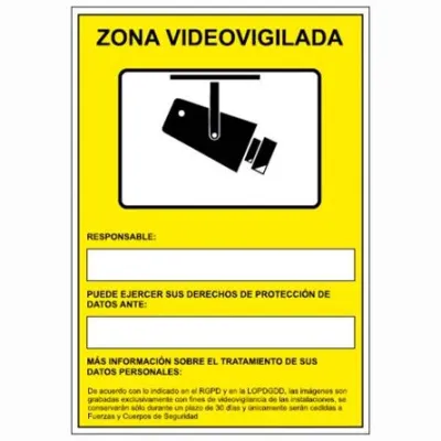 Archivo 2000 Señal "Cámaras De Vigilancia En Grabación Las 24 Horas" 210X297 PVC Amarillo