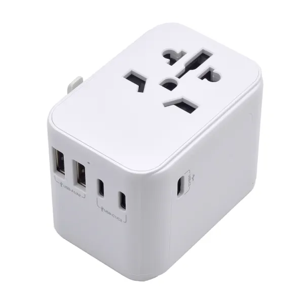 Ewent Adaptador De Viaje Universal - Conexiones Para Europa (Schuko), Usa, Uk, Australia - 2Xusb-A - 3Xusb-C - Color Blanco