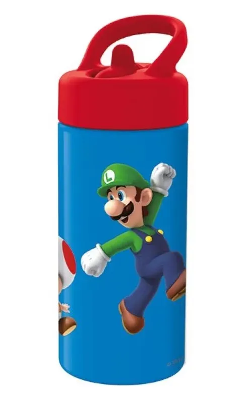 Safta Botella Super Mario 410ml con Cierre Hermético y Asa Superior - Rojo y Azul