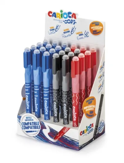 Carioca Oops Expositor 24 Bolígrafos Borrables Tinta Termo Sensible Empuñadura Triangular Ø 0.7mm