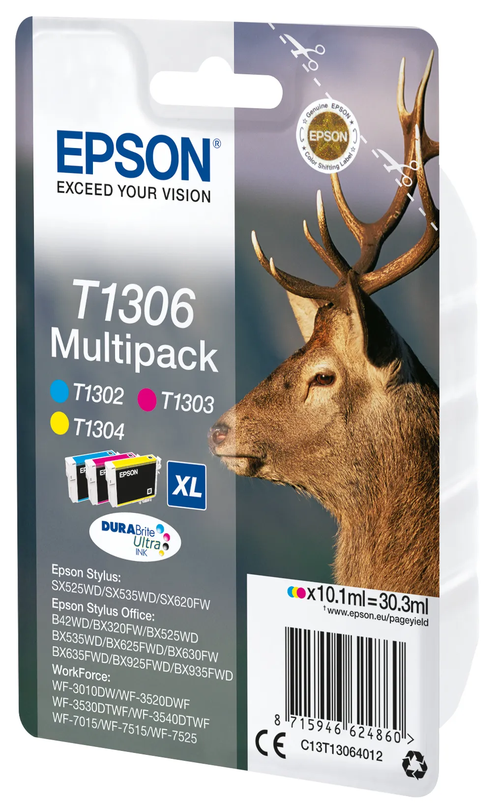Epson Tinta C/M/Y Multipack para Impresoras SX525WD/620FW/Office B42WD/525WD/625FWD/925FWD