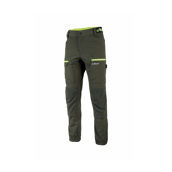 Upower Harmony Pantalones De Trabajo De Verano - Talla M - Corte Jogging, Impermeables, Secado Rapido, Multiples Bolsillos, Detalles Reflectantes - Color Verde Oscuro