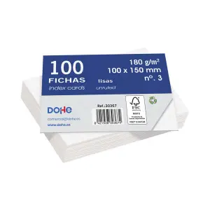Dohe Fichas de Cartulina Offset Blanca 180g Paquete de 100 Unidades