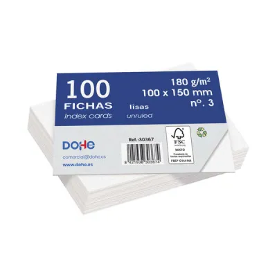 Dohe Fichas de Cartulina Offset Blanca 180g Paquete de 100 Unidades