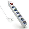 Ewent Regleta 6 Tomas Tipo L/F Schuko 10/16A 5m Blanco con Interruptor y Protección Infantil