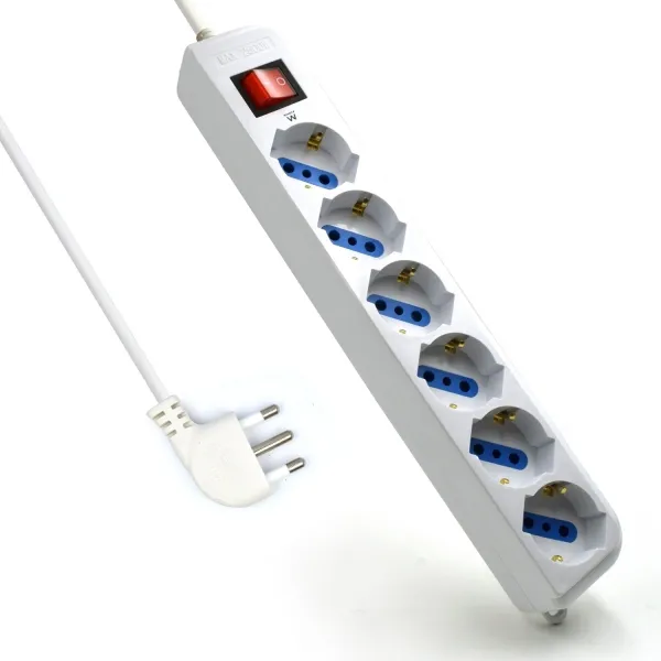 Ewent Regleta 6 Tomas Tipo L/F Schuko 10/16A 5m Blanco con Interruptor y Protección Infantil