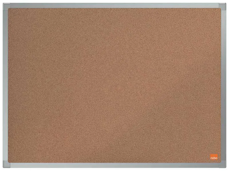 Nobo Essence Tablero De Anuncios De Corcho 600X450Mm - Montaje En Esquinas - Superficie De Corcho - Marco De Aluminio Anodizado - Color Natural