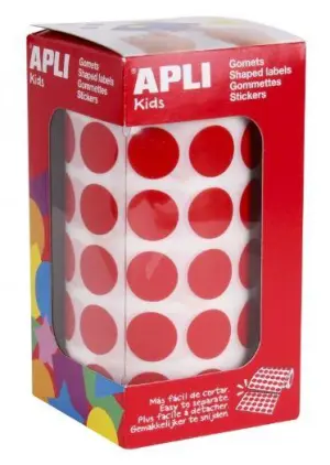 Apli Gomets Redondos 15mm Rollo Rojo - 2832 Unidades