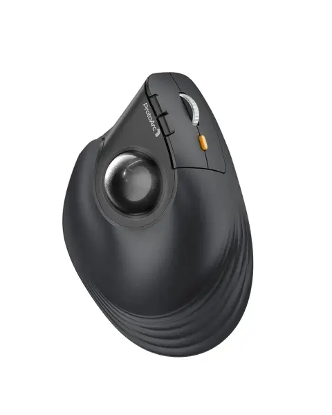 ProtoArc EM05 NL Ratón Vertical Trackball Ergonómico Inalámbrico 1600 DPI Bluetooth 2.4GHz Batería Recargable Multidispositivo Negro y Naranja