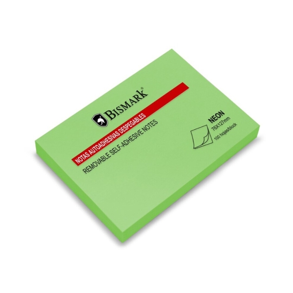Bismark Bloc De 100 Notas Adhesivas 76X127Mm - Color Verde Neon
