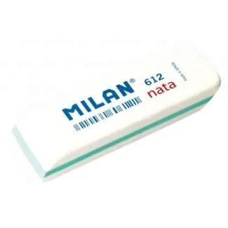 Milan Nata 612 Goma De Borrar Biselada - Plastico - Suave - No Abrasiva - Color Blanco