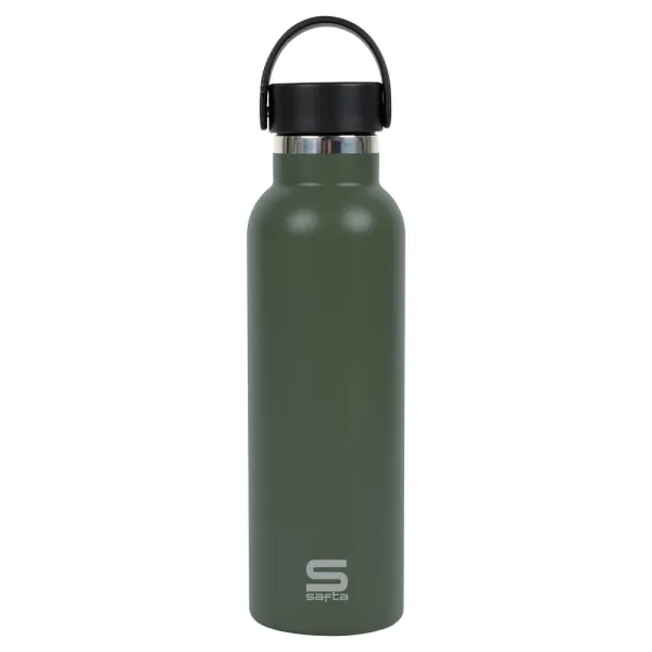 Safta Botella Termo De 600Ml - Acero Inoxidable - Base De Silicona Antideslizante - Asa Superior - Color Verde