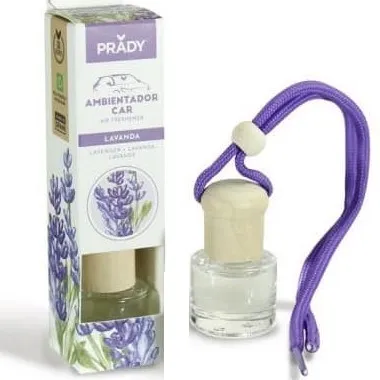 Prady Ambientador de Coche Lavanda 6 ml con Cuerda para Espejo Retrovisor