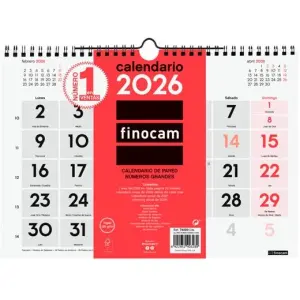 Finocam Calendario De Pared Números Grandes M-300X210mm Neutro 2026