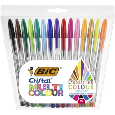 Bic Bolígrafo Cristal Multicolor 15 Colores Blíster 15 Unidades