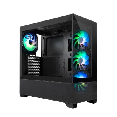 Coolbox GA250 Vision Caja Torre ATX, Micro ATX, Mini-ITX, Cristal Templado, 4 Ventiladores ARGB 120mm, USB-A 3.0, USB-C