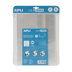 Apli Forro De Libros Con Solapa Ajustable 300mm PP 75 Micras Blíster 5 Unidades