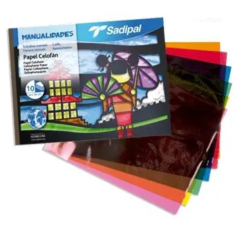 Sadipal Bloc De Manualidades Papel Celofán 10 Hojas 32x24cm Colores Surtidos