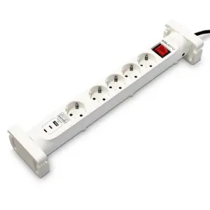 Salicru Regleta SPS SAFE 5S+ con 5 Tomas Schuko y 1xUSB-A, 2xUSB-C - Blanco