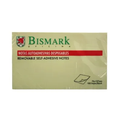Bismark Bloc De 100 Notas Adhesivas 76X127Mm - Color Amarillo