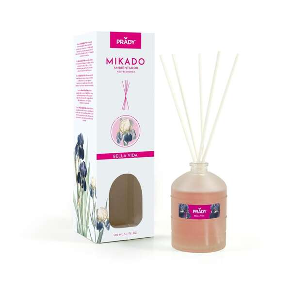 Prady Ambientador Mikado Belle Epoque - Frasco De Cristal 100Ml Y Varitas Difusoras