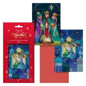 Dohe Pack de 8 Tarjetas de Felicitación Navideña con Sobre - 12,2x23,5cm