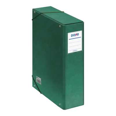 Dohe Caja para Proyectos Lomo 9cm Cartón Forrado Verde con Cierre de Gomas