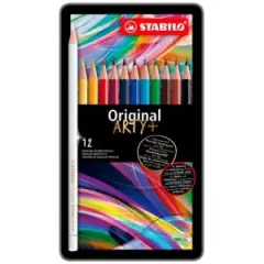 STABILO LÁPICES DE COLORES ORIGINAL ARTY+ C/SURTIDOS ESTUCHE DE METAL 12 UD