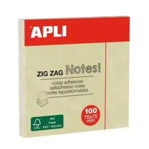 Apli Notas Adhesivas Zigzag Classic 75x75mm Bloc 100 Hojas Amarillo