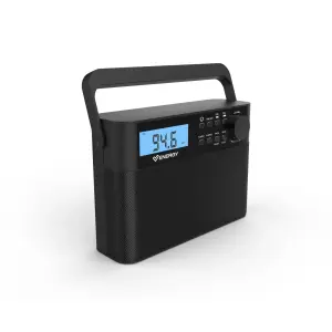 Energy Sistem Radio Portátil FM con Antena Telescópica y Doble Alarma, Negro