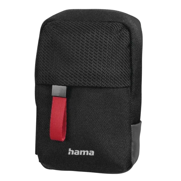 Hama Matera Funda Para Cámara - Poliéster Reciclado - Asa Para Cinturón - Correa Desmontable - 6.5x3x11cm - Negro