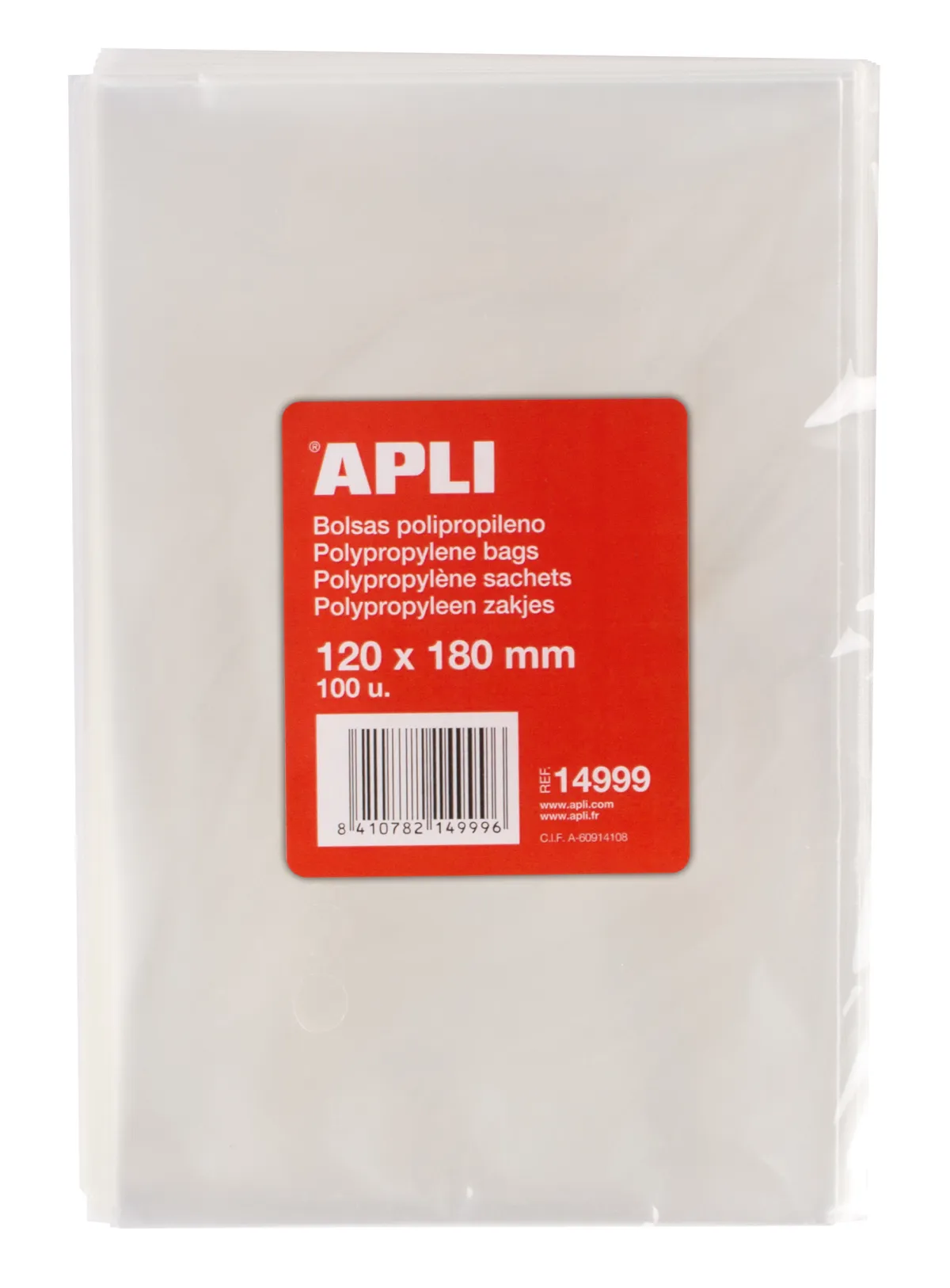 Apli Bolsas de Polipropileno Transparentes 120x180mm - Galga 120 - Alta Resistencia