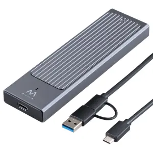 Ewent Caja Externa USB 3.2 USB-C para SSD con Cable USB C-C y USB C-A, Negro