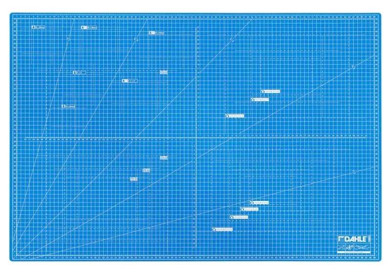 Dahle 10693 Plancha De Corte A1 60X90Cm - 5 Capas Con Nucleo Resistente Al Corte - Lineas De Orientacion - Color Azul