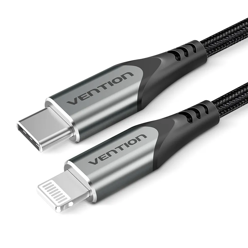 Vention Cable USB-C a Lightning 3A 27W 480Mbps MFi 1m Gris