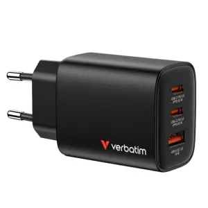 Verbatim Cargador de Pared GAN Essentials 65W 2xUSB-C 3.0 y 1xUSB-A Negro