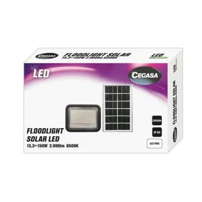 Cegasa Foco Solar LED 2000lm 6500K con Panel Solar Integrado 5V-15W IP65
